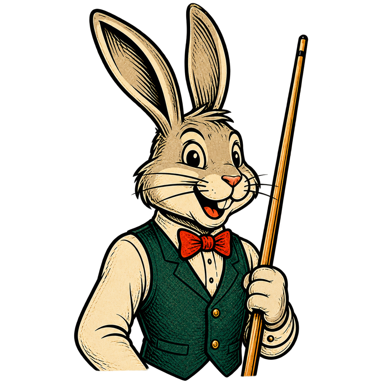 The Jackrabbit mascot holding a pool cue